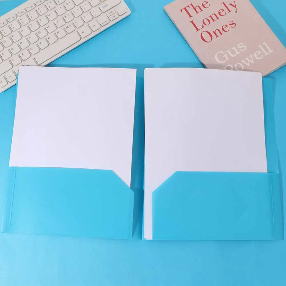 Fashion A4 File Folder with Pockets Multi-color Folding Folders PP Simple Double Sided Pocket Folder Office