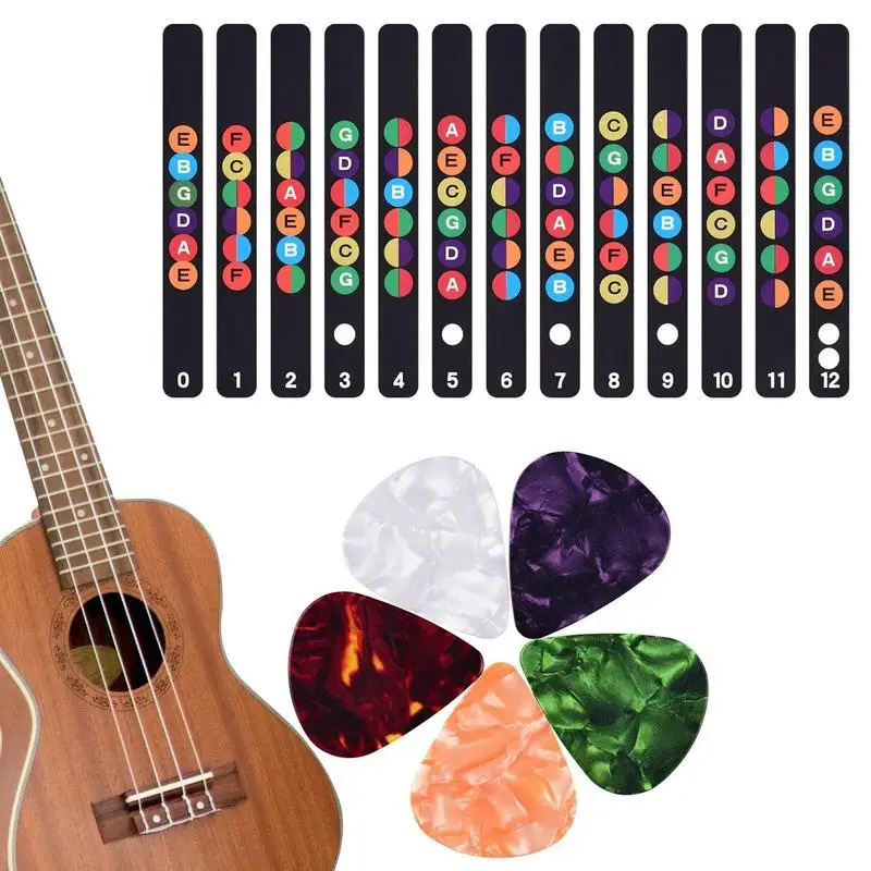 Fingerboard Note Stickers Fretboard Stickers Guitar Accessories Kit Flexible Guitar Learning Tools With 5 Randomly Colored