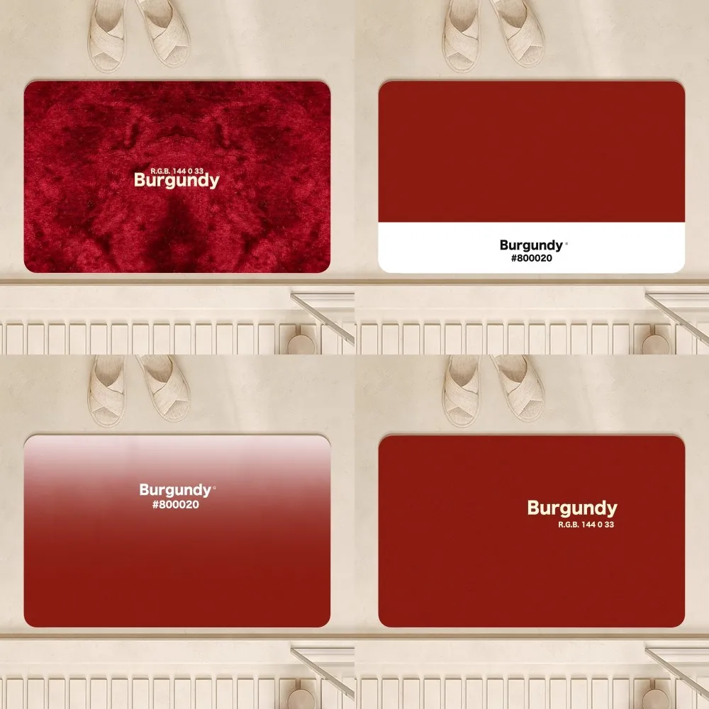 Burgundy Red Floor Mat Floor Mat Bedroom Decoration Balcony Anti-Slip Doormat Living Room Rug