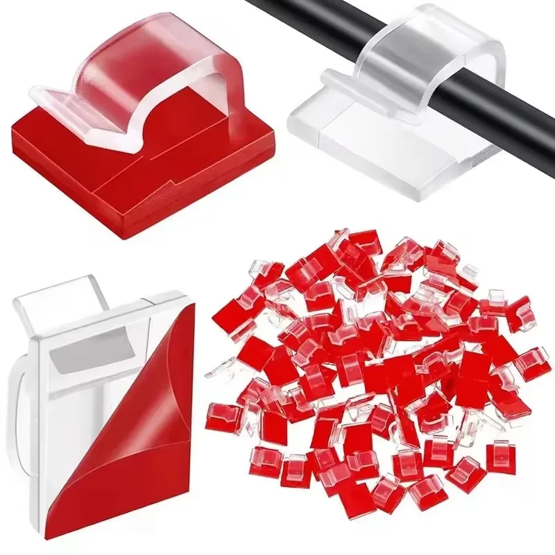 10/20/40/80Pcs Cable Organizer Clips For USB Charging Data Lines Bobbin Winder Wall Mounted Wire Holder Self-Adhesive Wire Clip