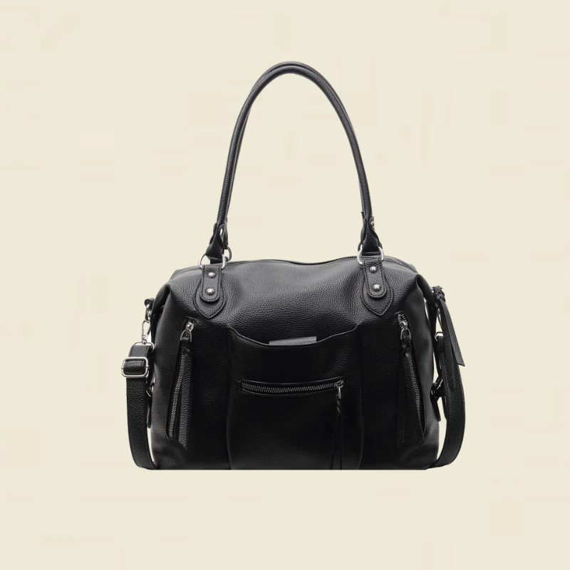 Роскошная черная сумка из искусственной кожи, дизайнерская сумка на плечо в британском стиле для женщин, вневременная элегантная однотонная сумка-тоут высокого качества