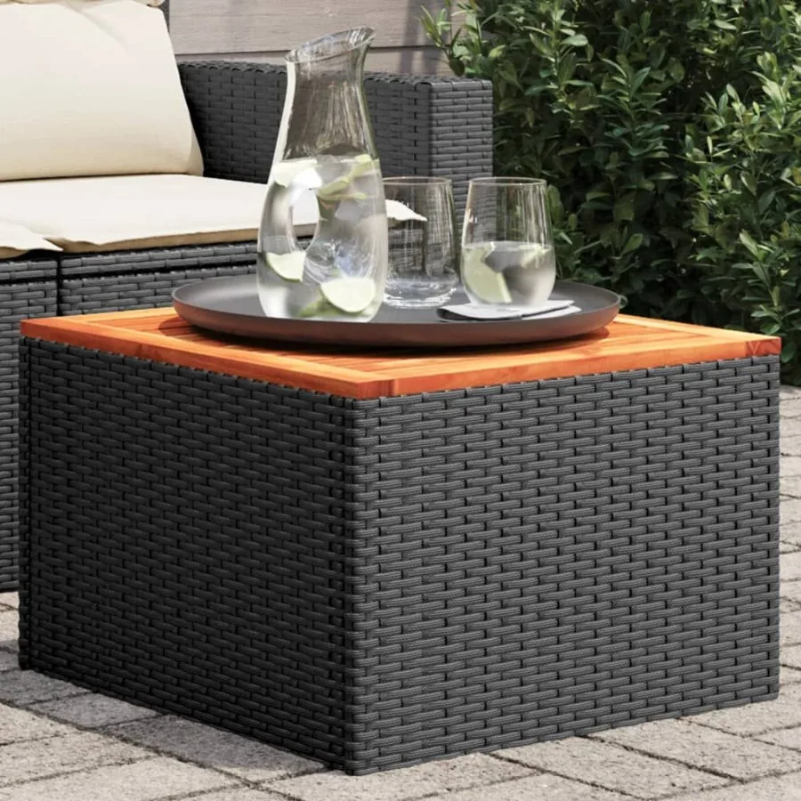 

Garden Table Black and Brown PE Rattan Compact Durable