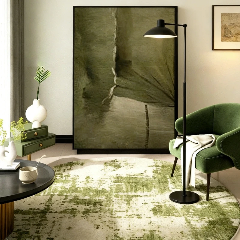 

Green Carpets for Living Room Fluffy Soft Study Washable Floor Mat Nordic Style Bedroom Decor Round Carpet Home Thick Plush Rug