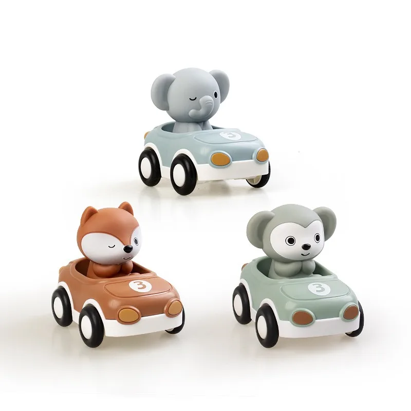 Children's Inertia Sliding Animal Cart Detachable Soft Rubber Finger Cover Multi Play Baby Car Toy Exercise Reaction Ability