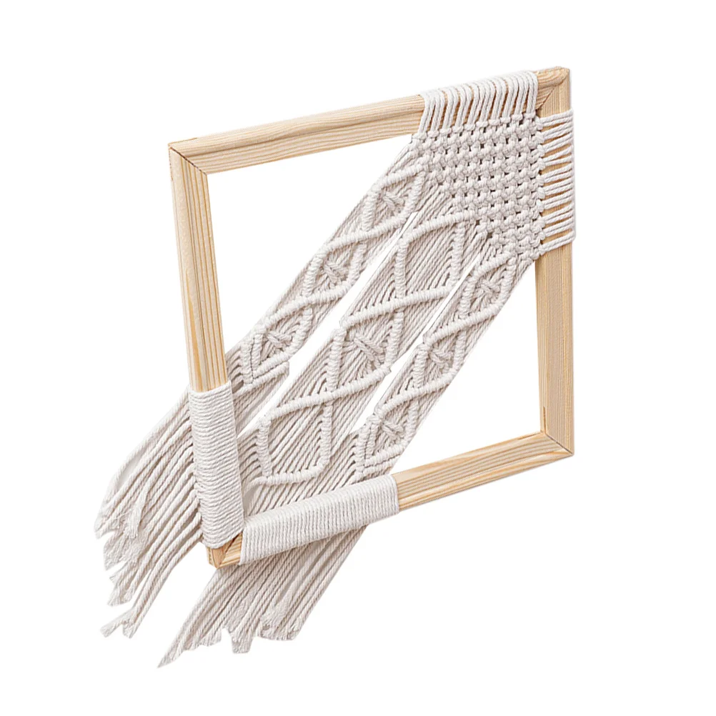 Natürliche Farbe Boho Gewebt Wandbehang Tapisserie Nordic Stil Hohl Rahmen Dekorative Quaste Anhänger Zimmer Ornament