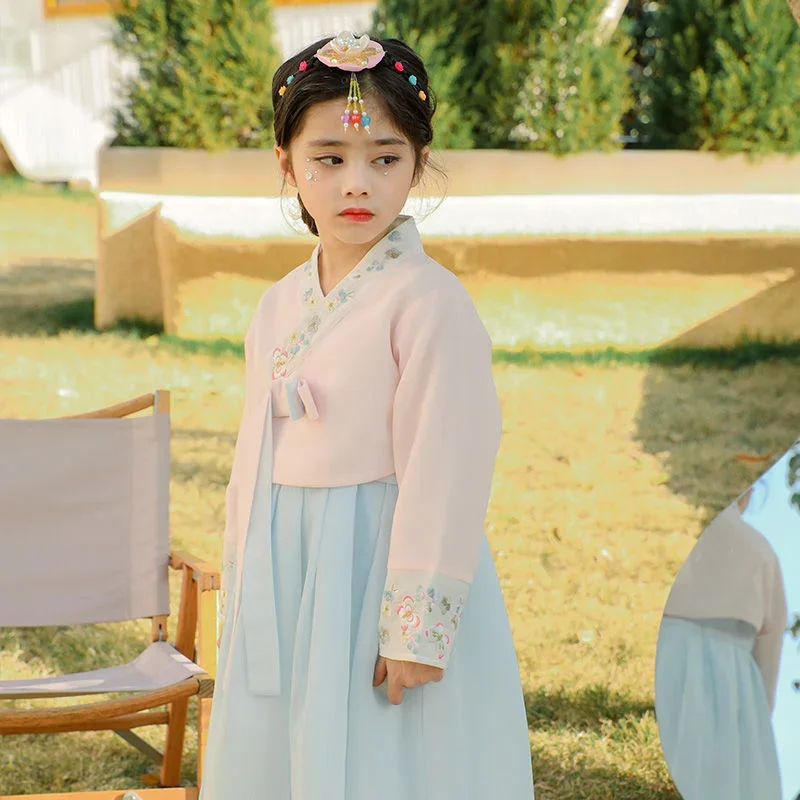 Chinesische Art Hanfu Mädchen Prinzessin nationalen Stil koreanische Kleidung Frühlings kleidung westliche Kinder Kino Leistung