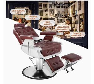 Wholesale Cheap Retro Barber Chairs Heavy-duty Hydraulic Reclining Chairs Red Barber Chairs for Beauty Salon