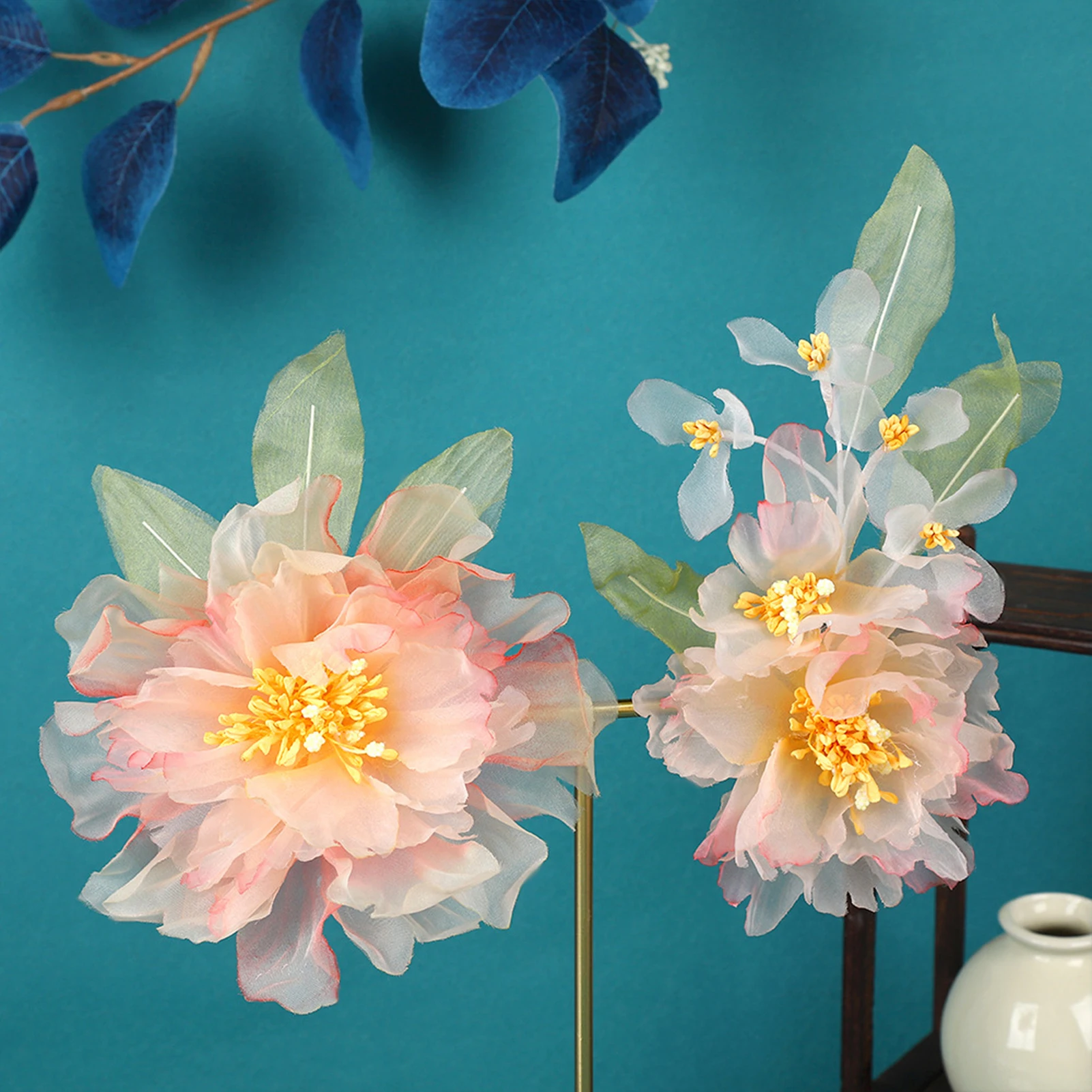 

2pcs Elegant Silk Flower Hair Clip Ancient Style Hair Clips Girls Hairpin Hanfu Cheongsam Headdress Accessories Women Gift