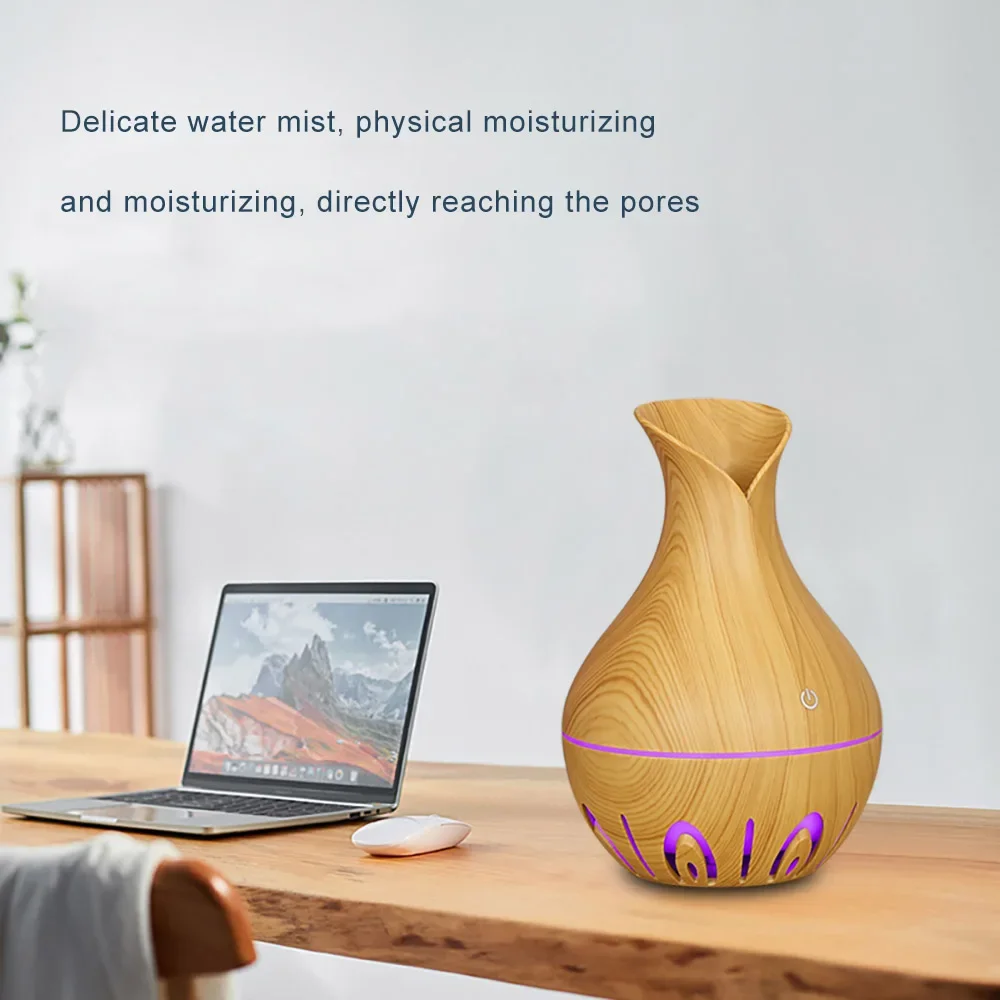 USB Electric Air Humidifier 130ML Mini Wood Grain Aroma Diffuser Essential Oil Aromatherapy Cool Mist Maker With LED For Home