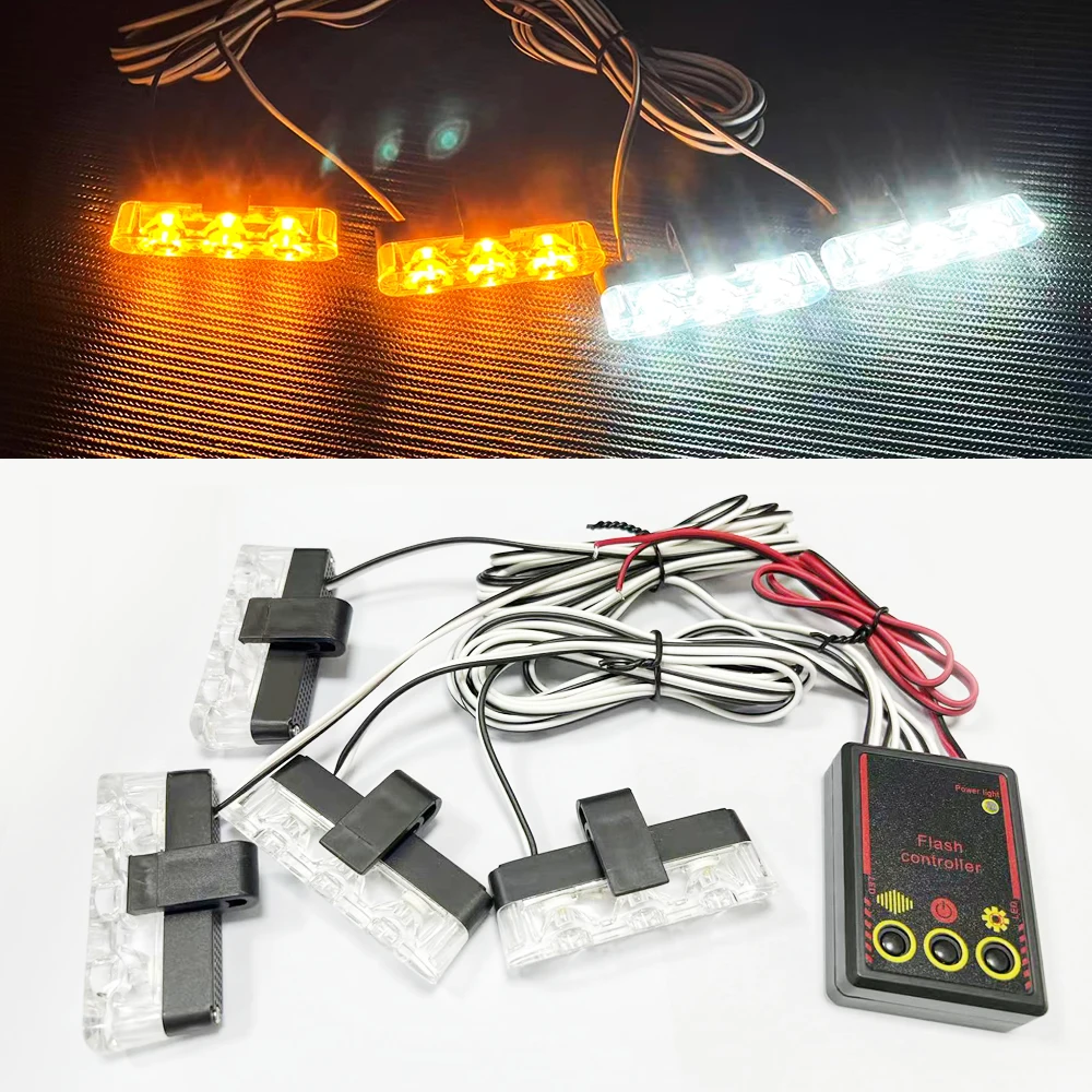 4pcs LED Grille Lights - 3LED Surface Mount Light Bar Strip | For Trucks, Cars, Van, Utility Vehicles, 12V, Universally Applicable