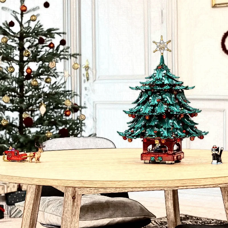3171pcs DIY Creative Building Blocks Set Santa Claus Family Christmas Tree Decor Model Holiday Gift Toy Decoration For Adults