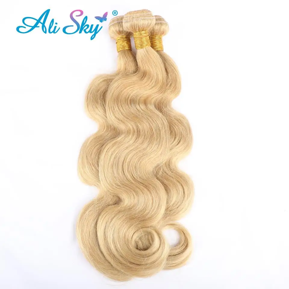 العسل شقراء 27 الشعر الملون البرازيلي الجسم موجة الطبيعية حزم شعر ريمي 12-30 بوصة تباع بواسطة 1/3/4 الشعر التمديد علي السماء