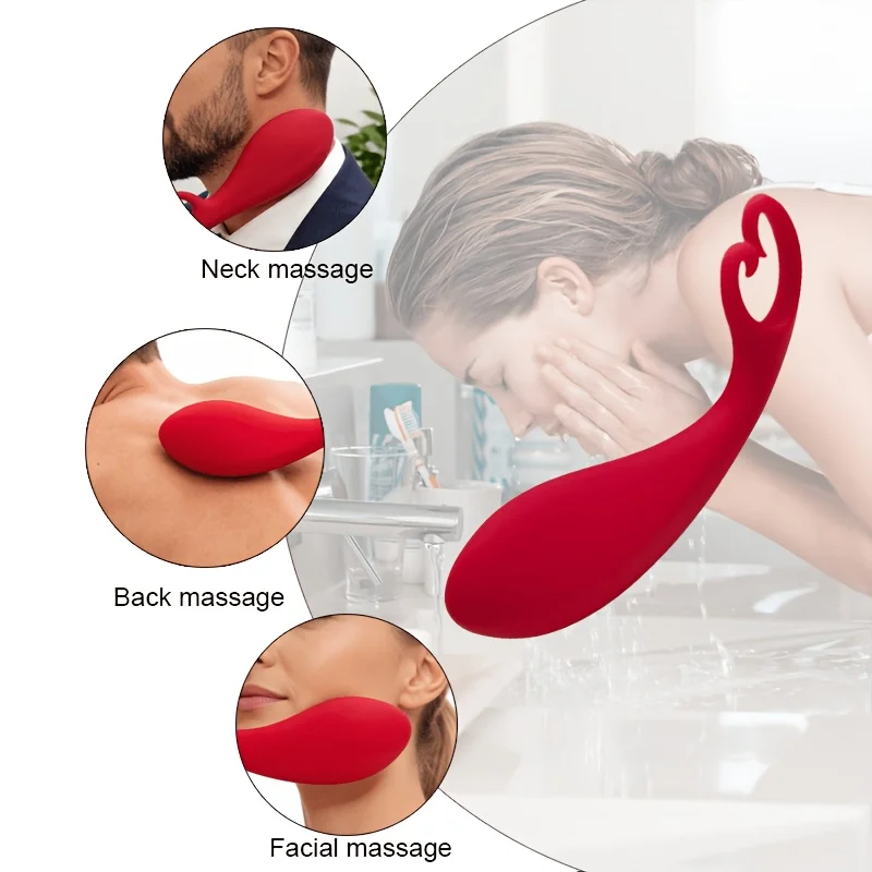 Angled Red Multi Purpose Muscle Massager Full Body Tool for Waist Back Face Massage Home Office Post Workout Muscle Relief