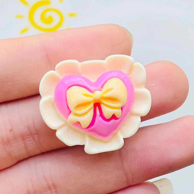 6 Pcs Cute Bright Cartoon Butterfly Junction Heart Shaped Cake Resin Scrapbook Diy Jewelry Wedding Hairpin Accessories A80