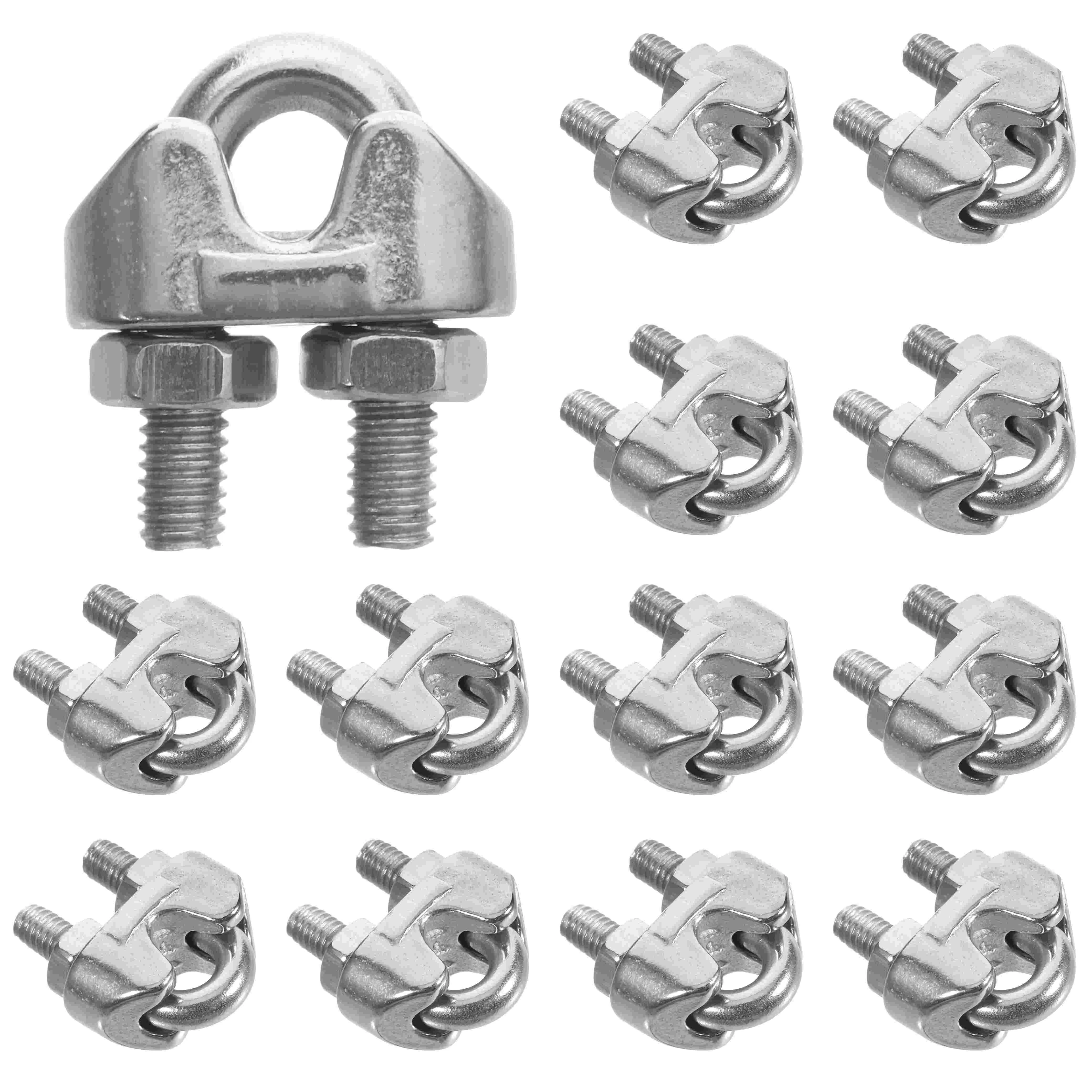 20pcs Cable Clamps Stainless Steel Wire Rope Clips U Bolt Saddle Fasteners Wire Rope Clamps (M5)