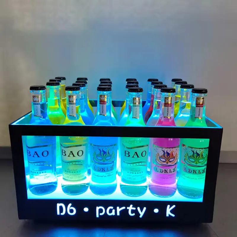 

Luminous square wine basket LED charging ice bucket acrylic champagne bucket beer frame, thickened bar KTV foreign wine bucket
