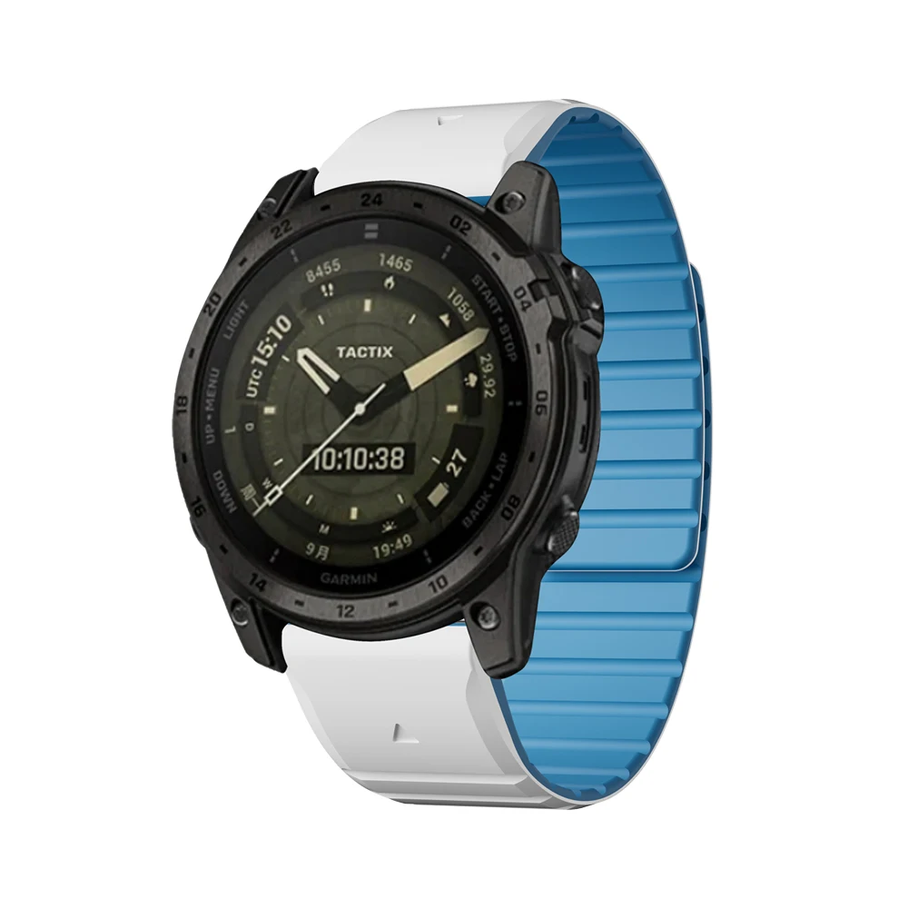 22/26mm Garmin Dual-Color Silicone Magnetic Strap Compatible with Fenix 5/5X/6/6 Pro/7, Quatix 3/Ballistic/Edition Watches