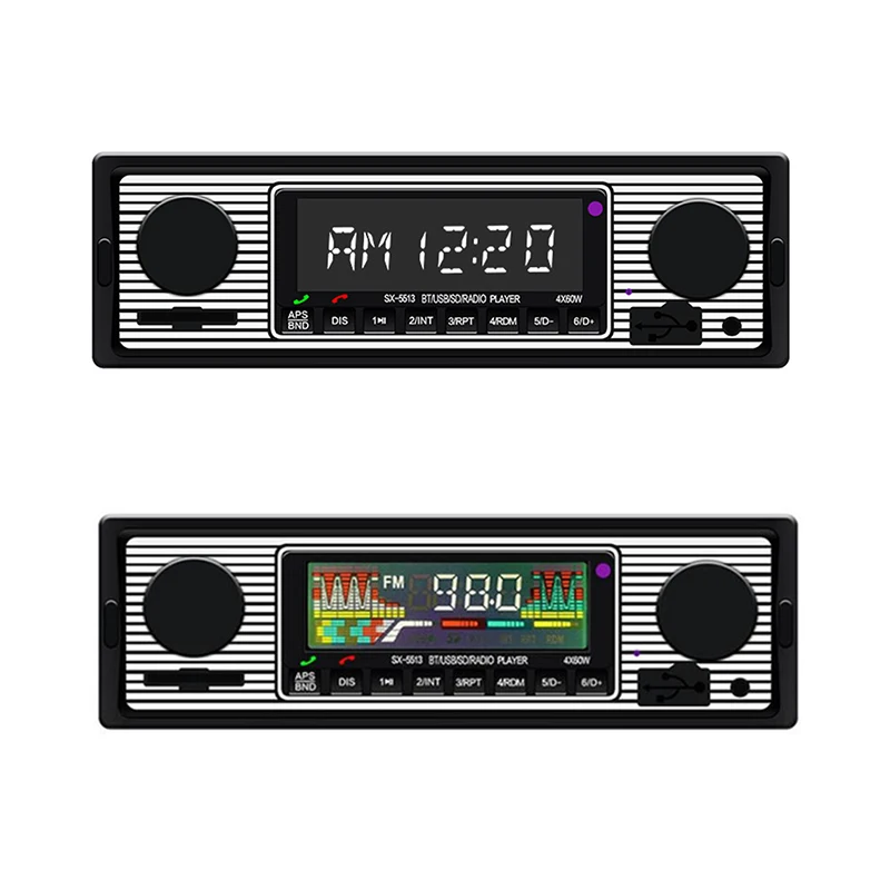 Vintage Car Radio Vehicle Integrated MP3 Player Wireless Bluetooth Multimedia Player AUX USB FM 12V Classic Stereo Audio Player