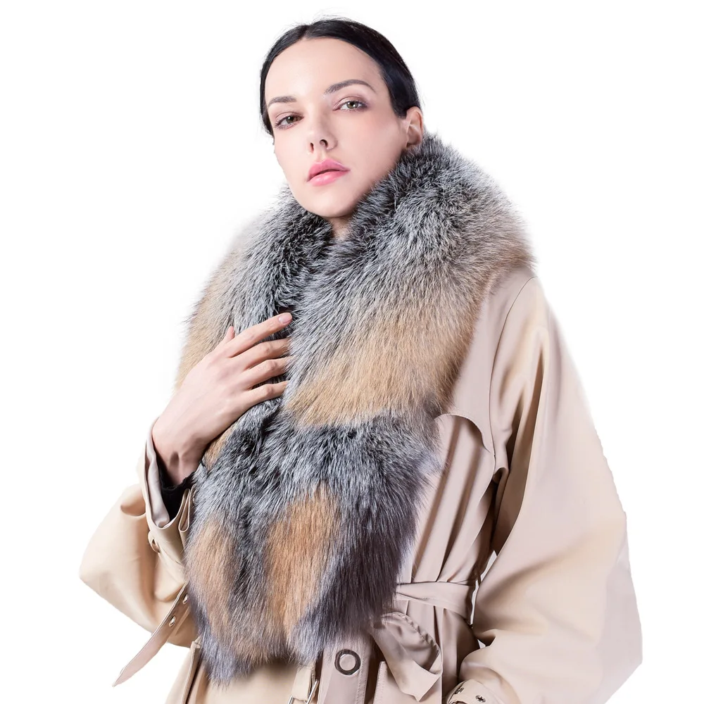 9 Colors Fashion Ladies Silver Fox Fur Thick Ring Women Warm Winter Outstreet Luxury Neck Big Shawl Scarf