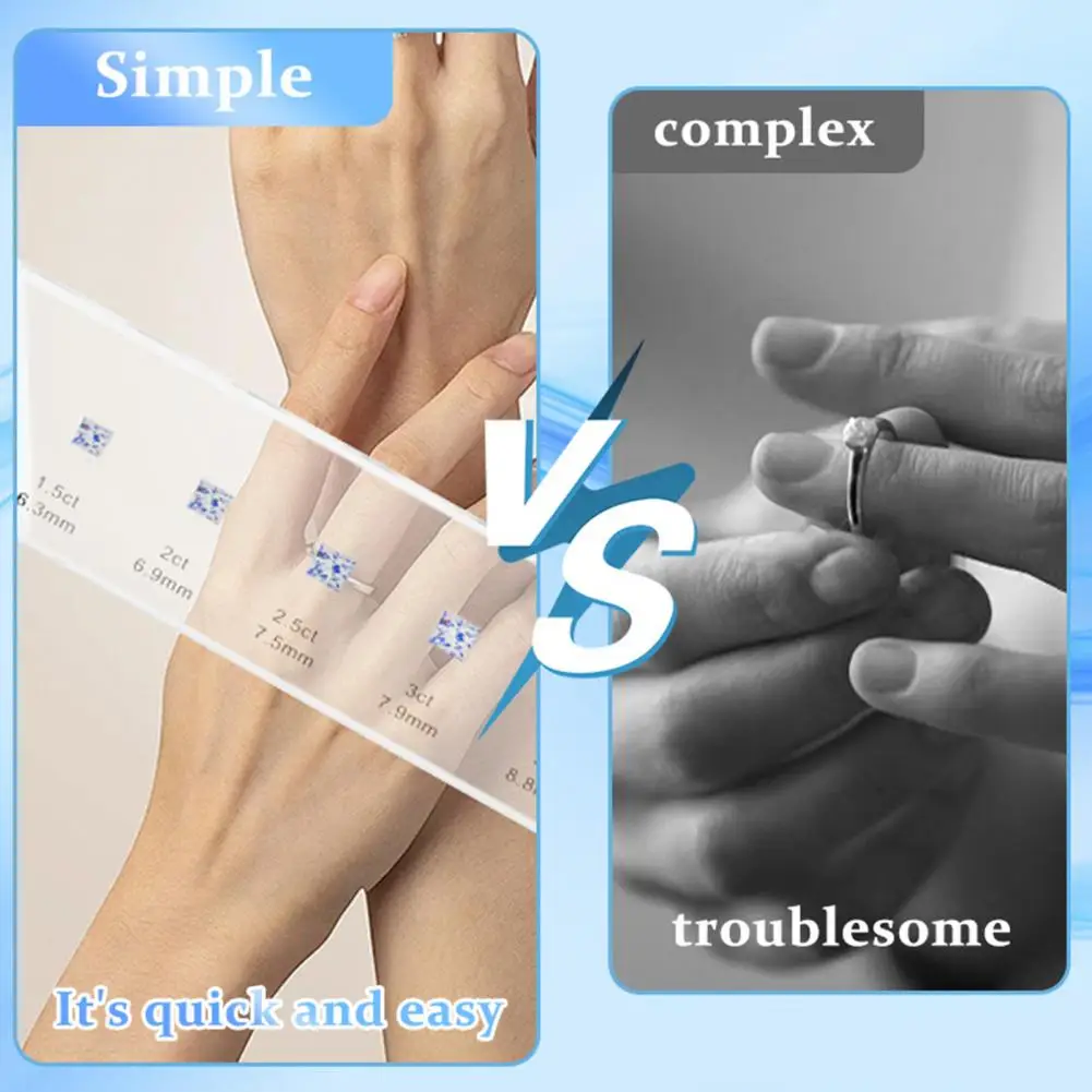 Durable Ruler Transparent Acrylic Measuring Ruler Set Round Oval Square Shapes Jewelry Size Measurement Template for Crafters