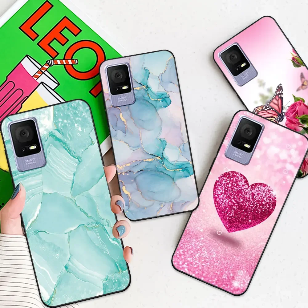 Case For TCL 405 406 408 Coque TCL T506D TPU Soft Silicone Funda Phone Case For TCL 405 Capa Floral  Marble Cover Bumper Shell