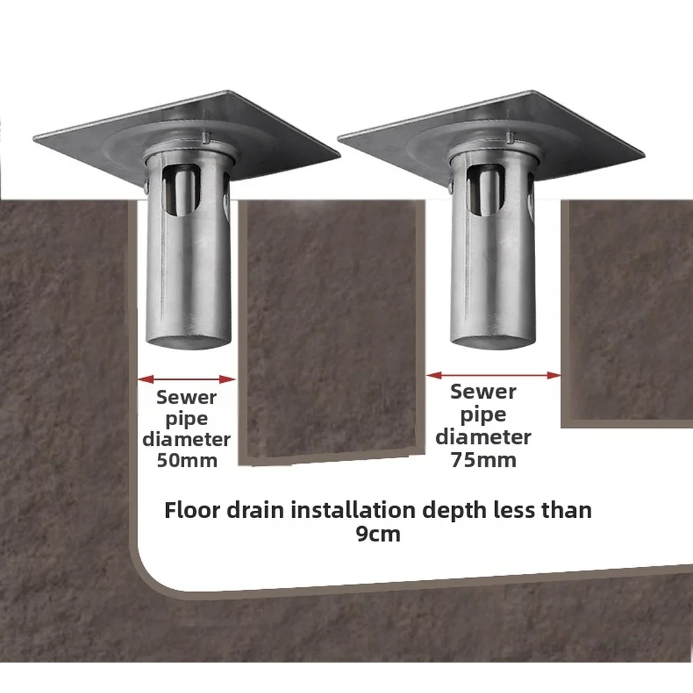 2Pcs 304 Stainless Steel Lockable Floor Drain Deep Seal For Prison Institutional Bathroom Shower Waste Strainer