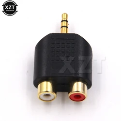 3.5mm Stereo Male To 2 RCA Female Adapter Gold Plated Male Jack To 2 RCA Female Splitter Connector For Computer Speaker Earphone