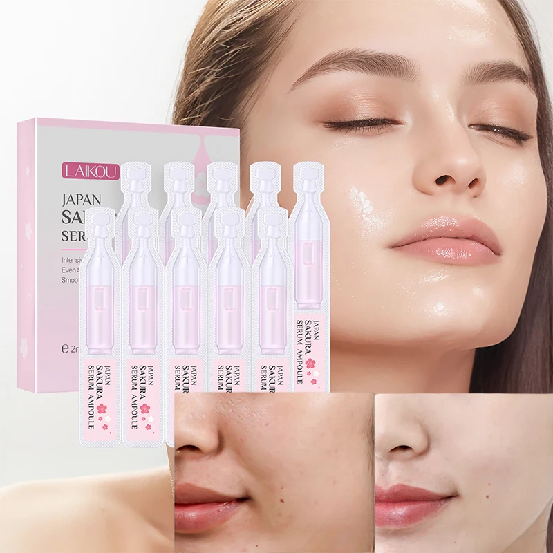 

LAlKOU Japan Sakura Face Serum Ampoule Blemish Melanin Removal Whitening Moisturizing lifting Brighten Skin Tone 2ml*10PCS