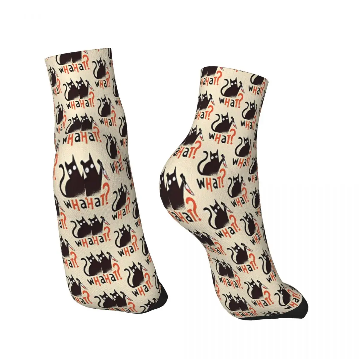 Murderous Halloween Saying What Black Cat Halloween Meme Ankle Socks Male Mens Women Summer Stockings Harajuku