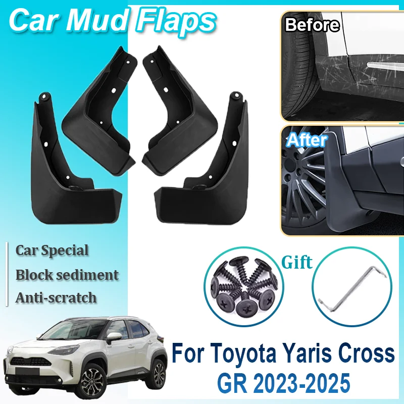 

Автомобильные аксессуары для Toyota Yaris Cross GR 2023 2024 2025 4 шт. автомобильные брызговики, брызгозащищенные передние и задние крылья, крышки колеса, брызговики