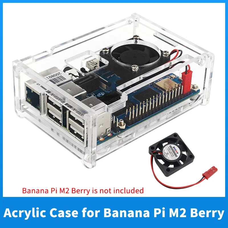 Banana Pi M2 Berry Caso Acrílico, Shell Transparente, Caixa De Proteção Do Ventilador De Refrigeração Opcional