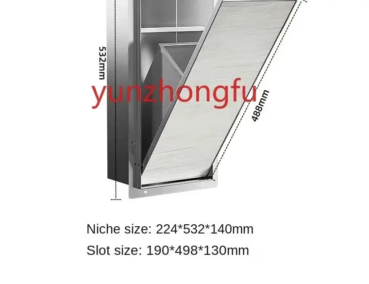 Hidden stainless steel niche toilet holder and embedded garbage bin