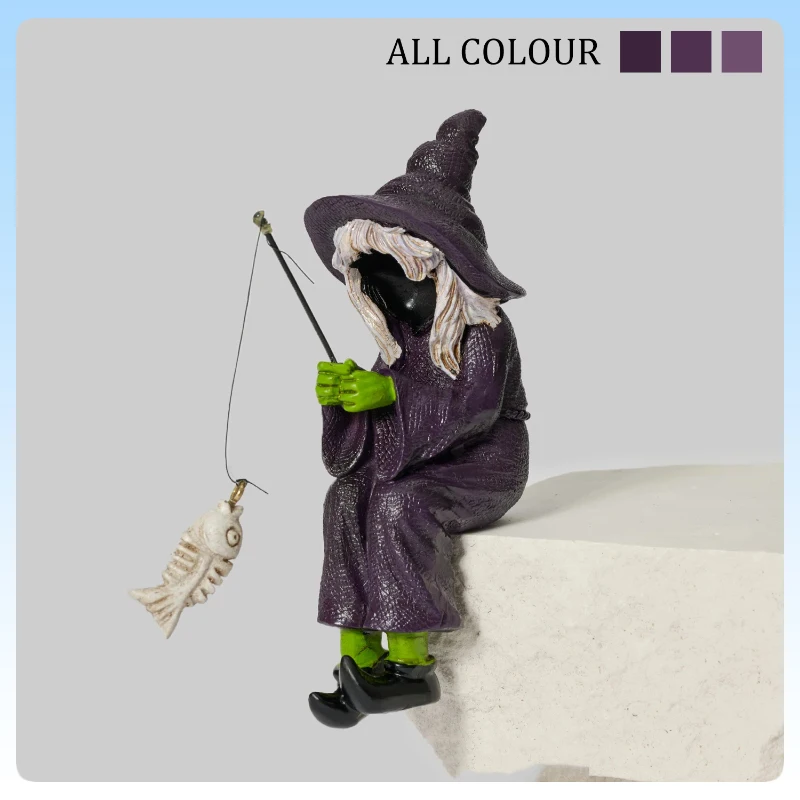 

The Witch Fishing Dark Anime Style Desktop Decor Creative Fun Ornament Top Choice for Christmas Gifts Daily Home Office Figurine