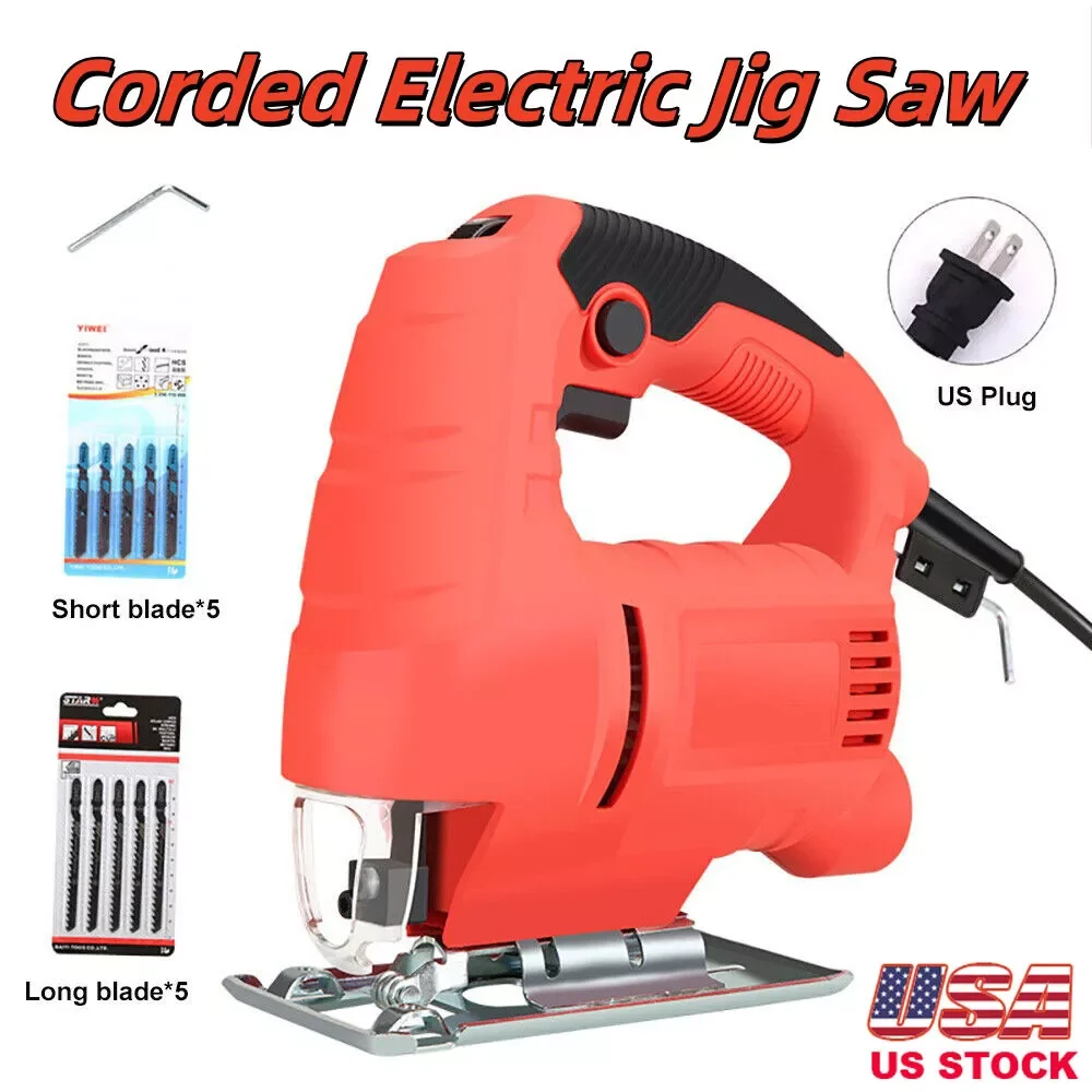 

110V Heavy Duty Jig Saw Multifunction Reciprocating Corded Electric Jigsaw 6 Variable Speeds Jigsaw Kit Woodworking Power Tools