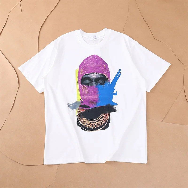 Streetwear Color Blocking Graffiti Masked Man Printing T Shirt Tee Men Women High Quality IH NOM UH NIT PARIS T-Shirt Tops