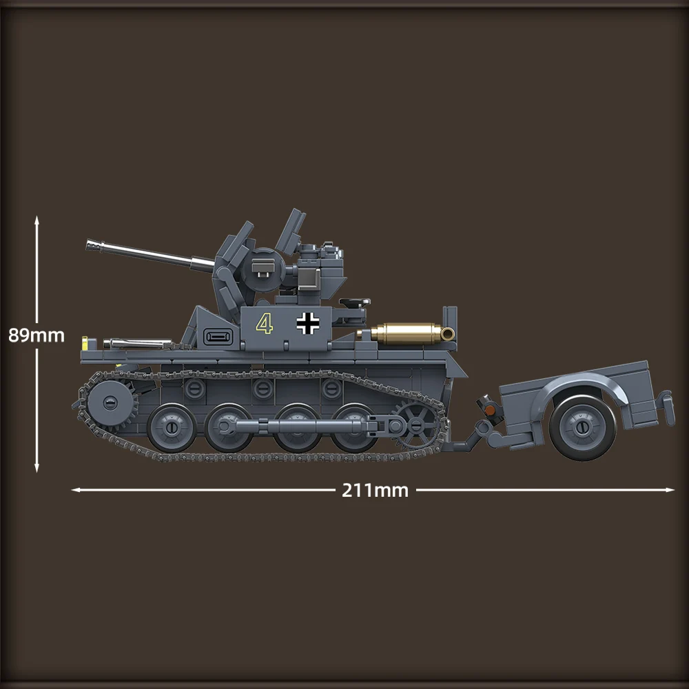Carro armato antiaereo SAWT Flakpanzer I dei soldati militari dell'esercito della Seconda Guerra Mondiale ​ Blocchi di costruzione Mattoni Giocattoli educativi per bambini
