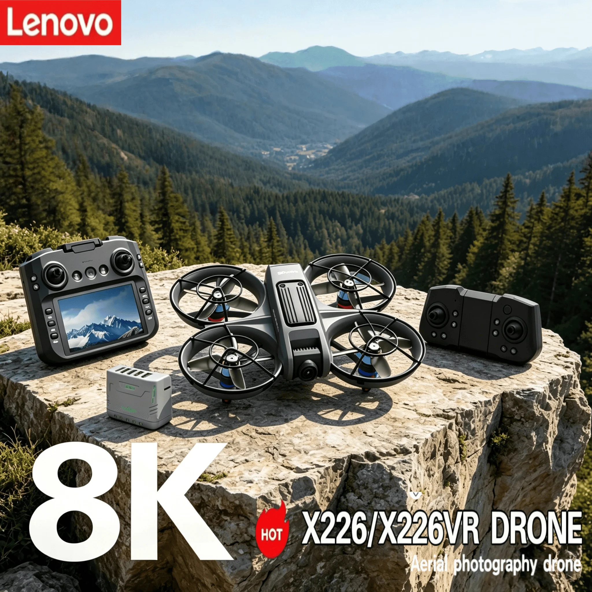 

Профессиональный квадрокоптер Lenovo X226/X226VR 8K RC с пультом управления и экраном, игрушка-вертолет, подарок для детей