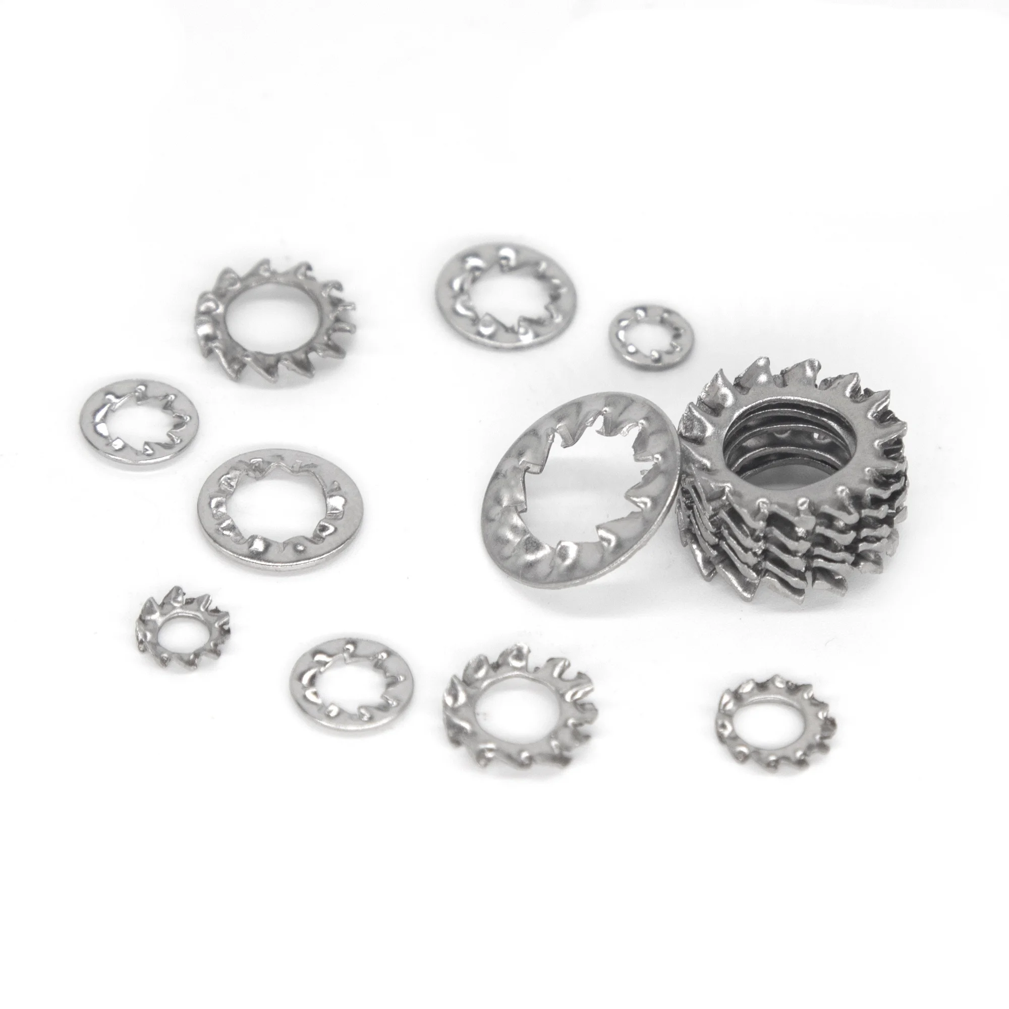 500pcs/Box Mix M3 M4 M5 M6 M8 External Internal Toothed Serrated Lock Washer Gasket Assortment Kit Set 304 A2-70 Stainless Steel image 3