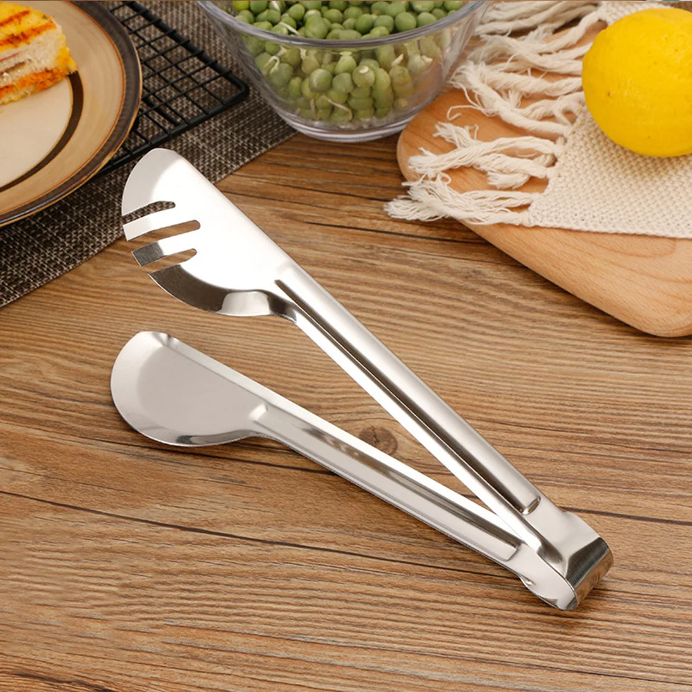 

Stainless Steel Kitchen Serving Tongs Strong Heat Resistant Rust Proof Lightweight Food Clip for Home Party Breakfast Afternoon