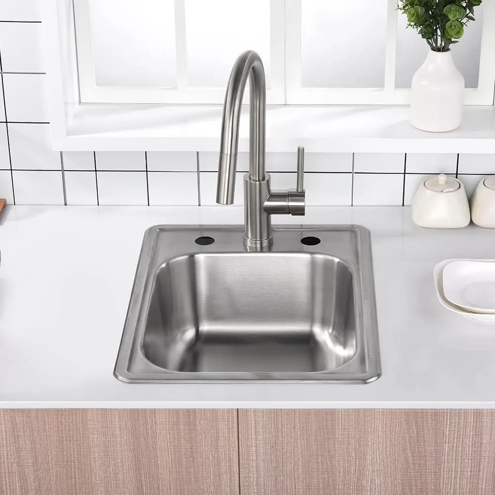 ORLANDO 17x22 inch Single Bowl Kitchen Sink Drop in Stainless Steel Bar Sink, Topmount Bar/Prep sink