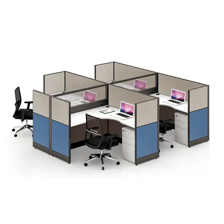 Metal Wood Structure Working Desk Staff Office Table With Screen