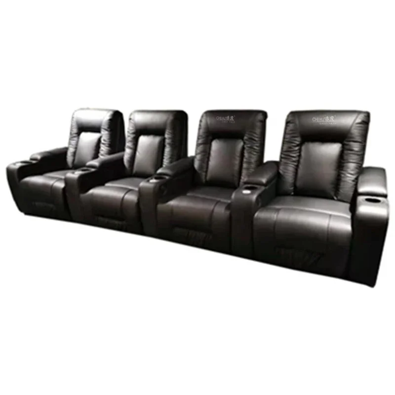 Modern Simple Functional Seat Home Theatre Video Room Top-Layer Cowhide Electric Combination Sofa And Chair