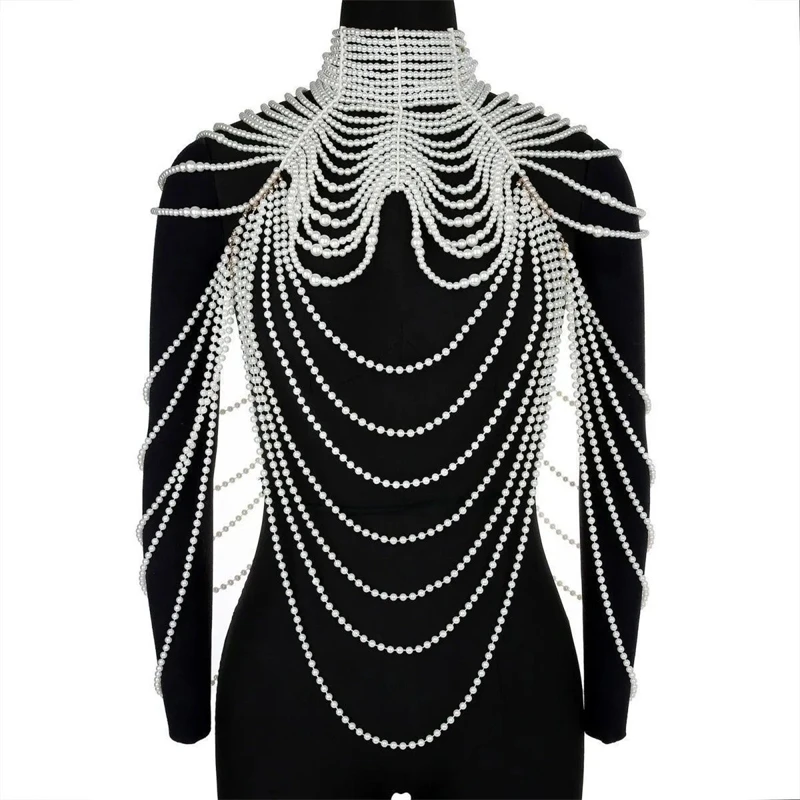 Luxuriöser Hochwertiger Damen-Pashmina-Schal Vintage Perlen-Körperkette Kopftuch Halsketten Accessoires 2026 – Detail 7