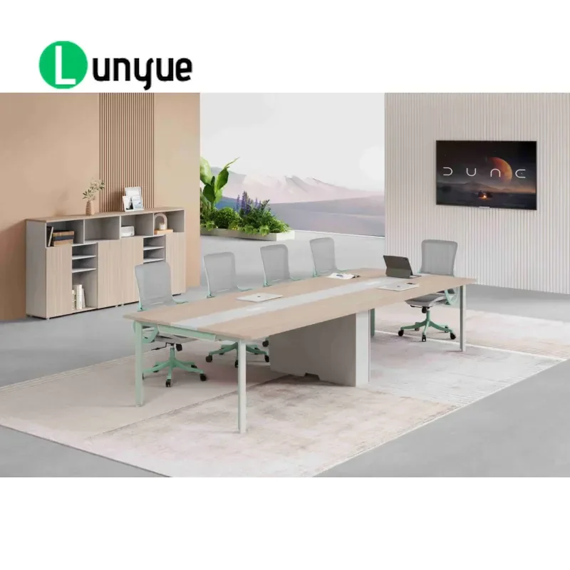 Modern Simple Wooden Conference Table Multi Person Meeting Desk Office Furniture Large Capacity Sturdy Workstation