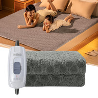 1.5M Plush Electric Blanket Winter Warm Throw Velvet Body Warmer Thermal Blanket Heated Mat Grey Electric Heating Pad for Bed