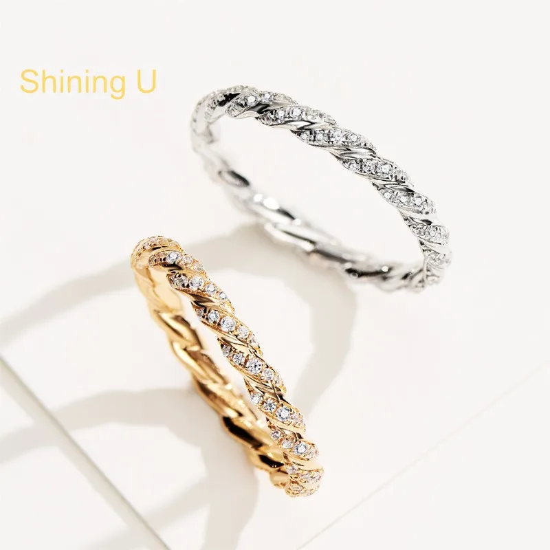 

Серебряное кольцо Shining U 925 пробы с витым дизайном для женщин, изысканное украшение на каждый день, идеальный подарок