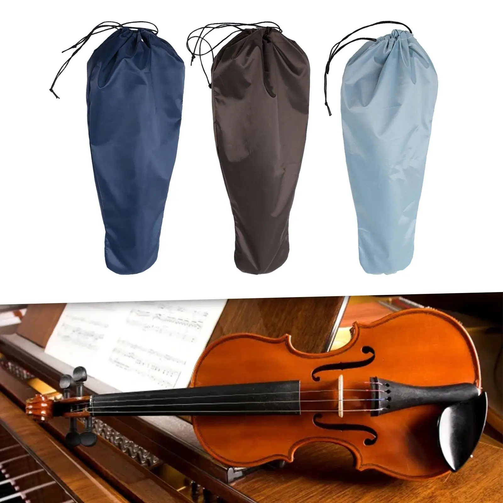 Violin Cover Violin Case Violin Protective Cover Protector Washable Portable Silk Fabric Violin Bag Violin Dust Cover