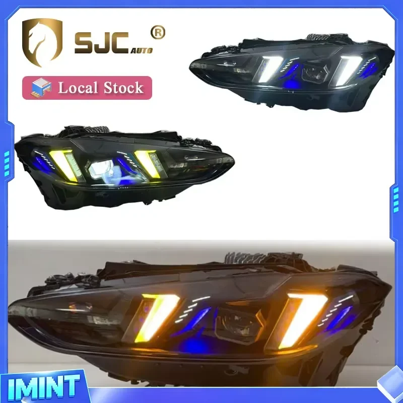 SJC Auto Tri Color V3 Exclusive Smoked/Shadow LED Headlight for 4 Series G22 G80 21-24 Yellow Whiter Amber LED