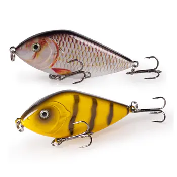 Hanlin - Señuelos de pesca Jerkbait Musky de 70 mm/14,5 g, con sonajero, deslizamiento, artificiales, hundimiento, Wobbler, para lucio, lubina, aparejos 10 best sales Señuelos deslizantes - №4