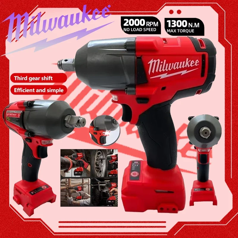 

Milwaukee Wrench Brushless 18V Battery 813NM Large Torque Cordless Electric Impact Wrench Repair Power Tools Car Truck
